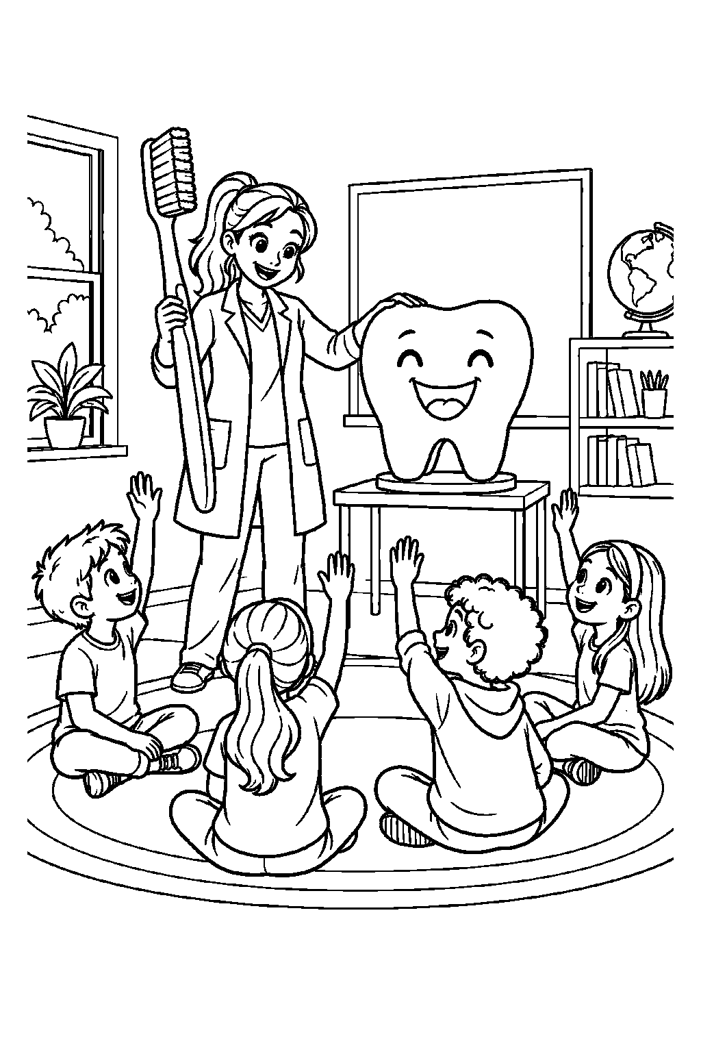Dentist Visits Class dental coloring page