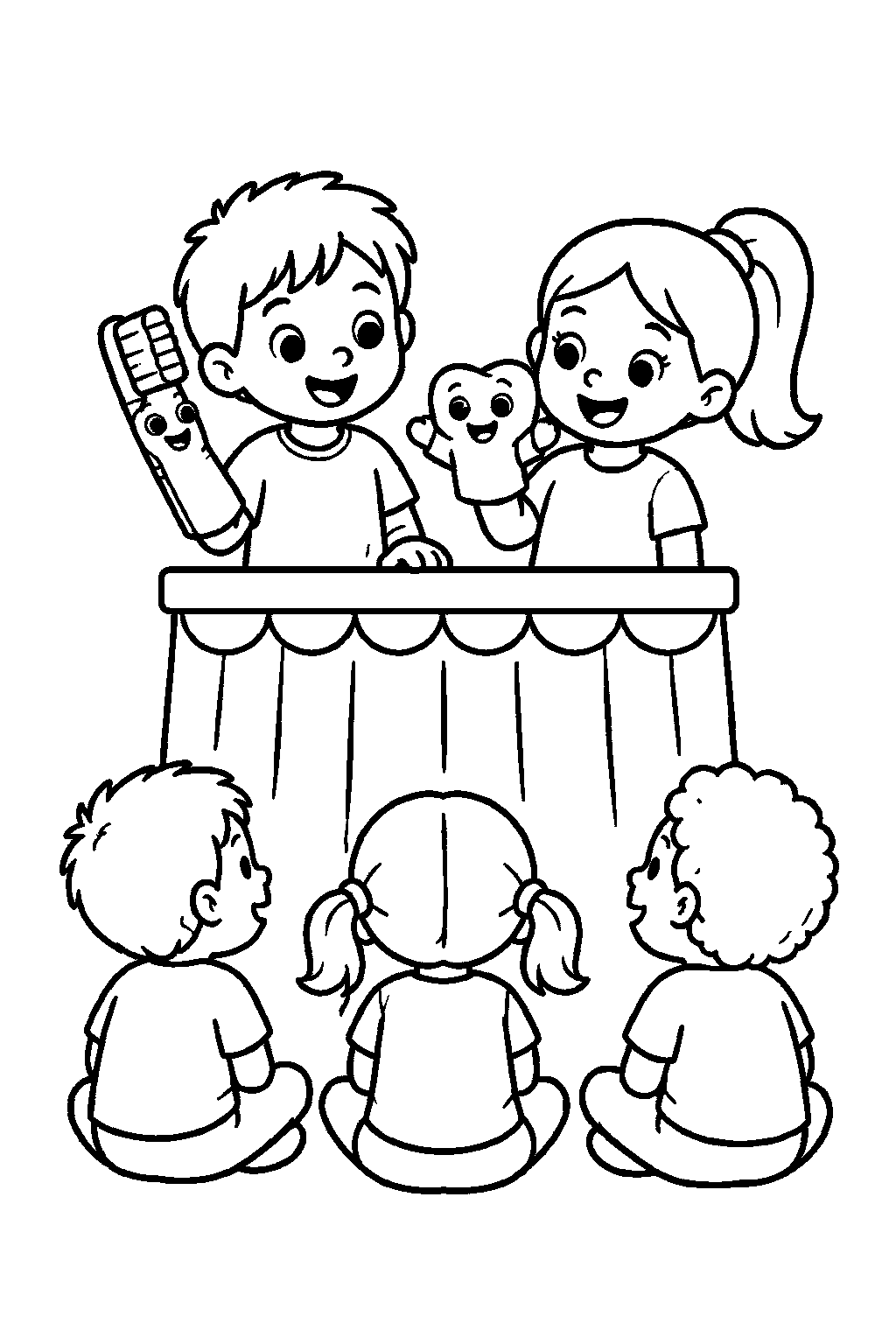 Tooth Puppet Show dental coloring page