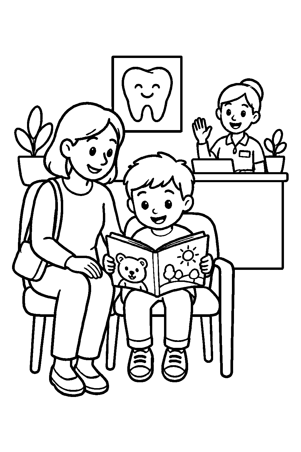 Waiting Room Story dental coloring page